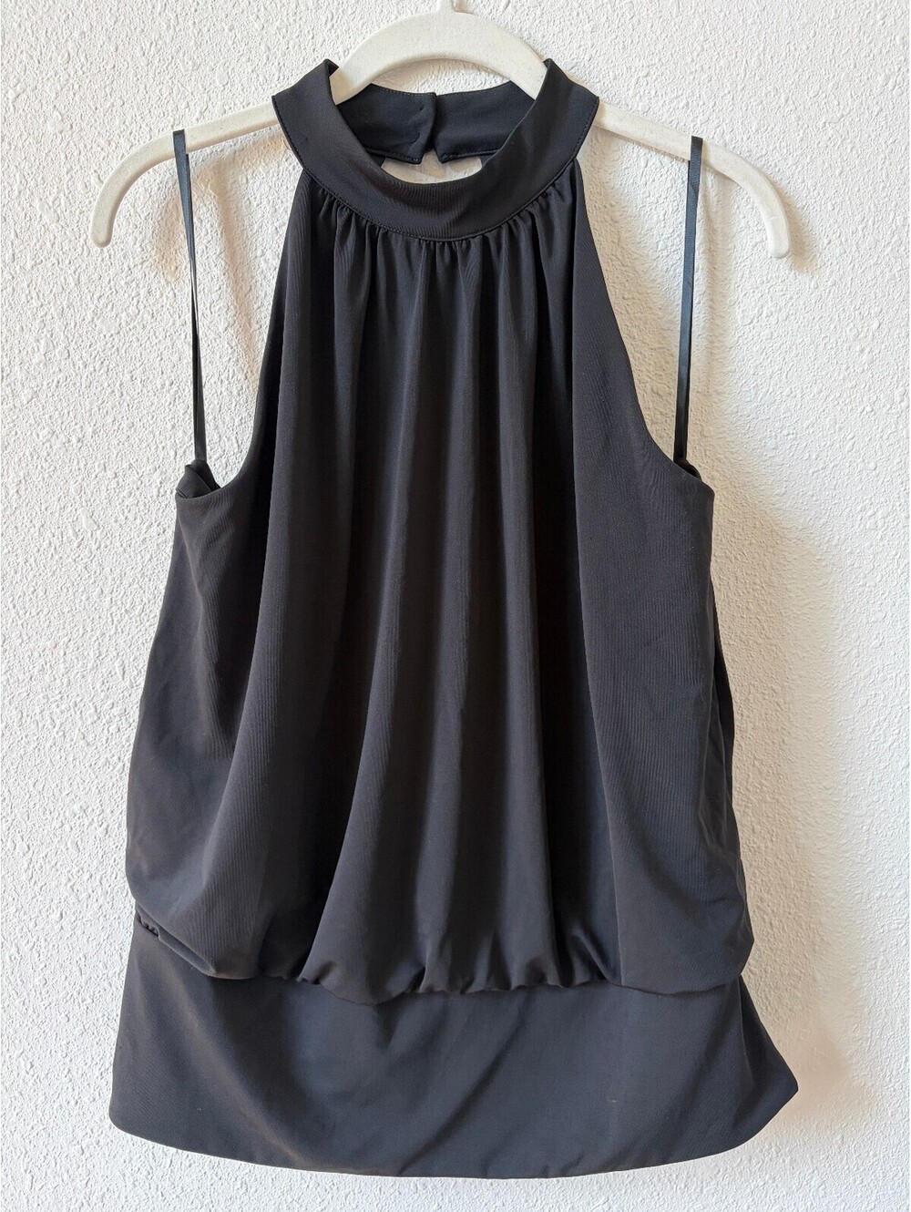 Boston Proper Halter Banded Bottom Mock Neck Knit Top Black Size Medium Goth